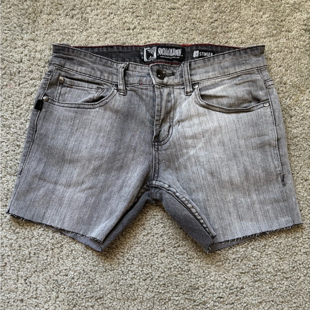 Social Collision Grey Cutoff Summer Shorts 4.5” Inseam Size 28